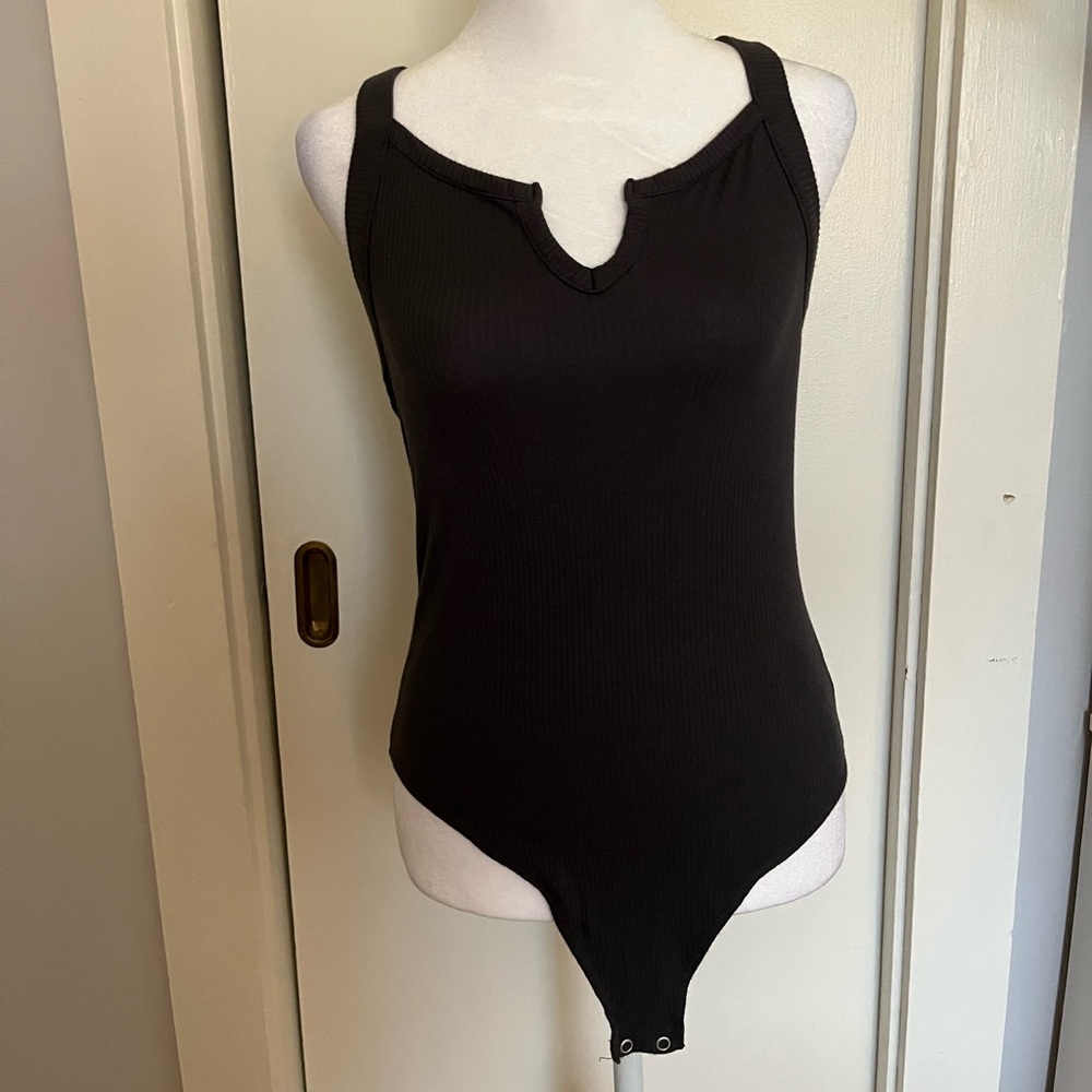 Gray American Eagle Ribbed Bodysuit